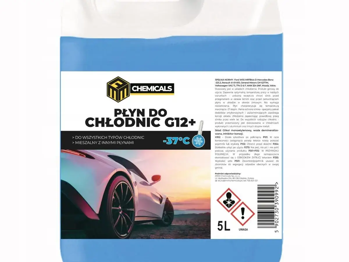 Płyn chłodniczy G12++ chroni silnik przed przegrzaniem i zamarzaniem do -37°C. Idealny do wszystkich typów chłodnic, mieszalny z innymi płynami.