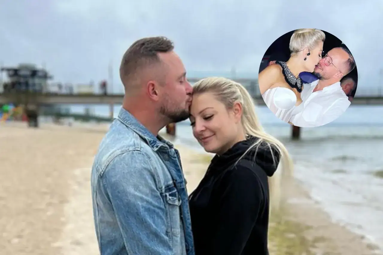 Magda Narożna z partnerem na plaży. W okręgu widać ich pocałunek.