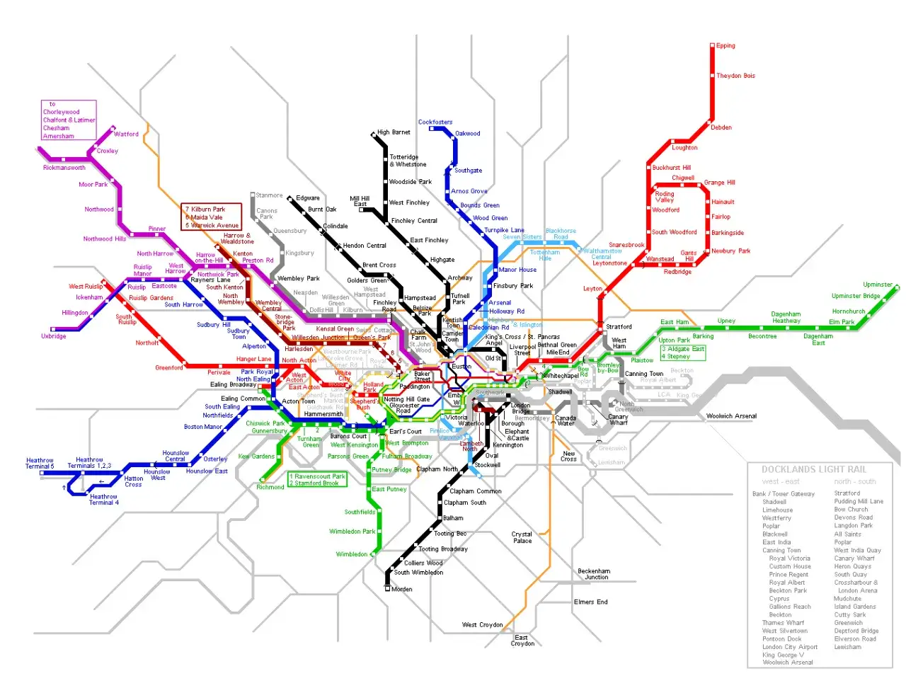 Mapa stref komunikacyjnych Londyn