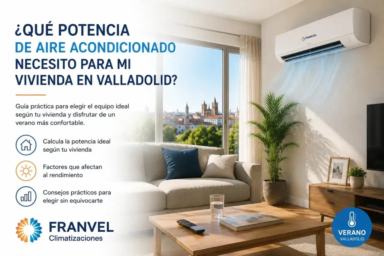 Guía para elegir aire acondicionado en Valladolid. Calcula los vatios por metro cuadrado necesarios para tu hogar y disfruta del verano.