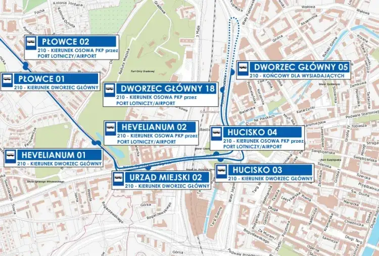 Mapa tras autobusów ZTM Gdańsk Suchanino Wrzeszcz Oliwa