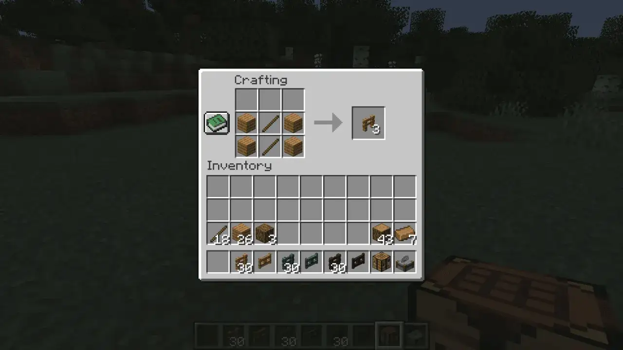 Minecraft crafting table wooden fence recipe