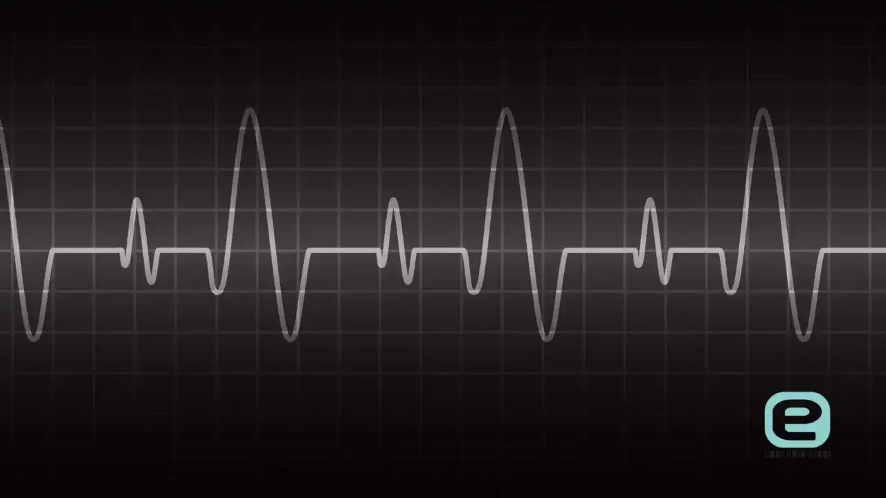 Linia życia na ekranie monitora, przedstawiająca rytmiczne ekg serca.