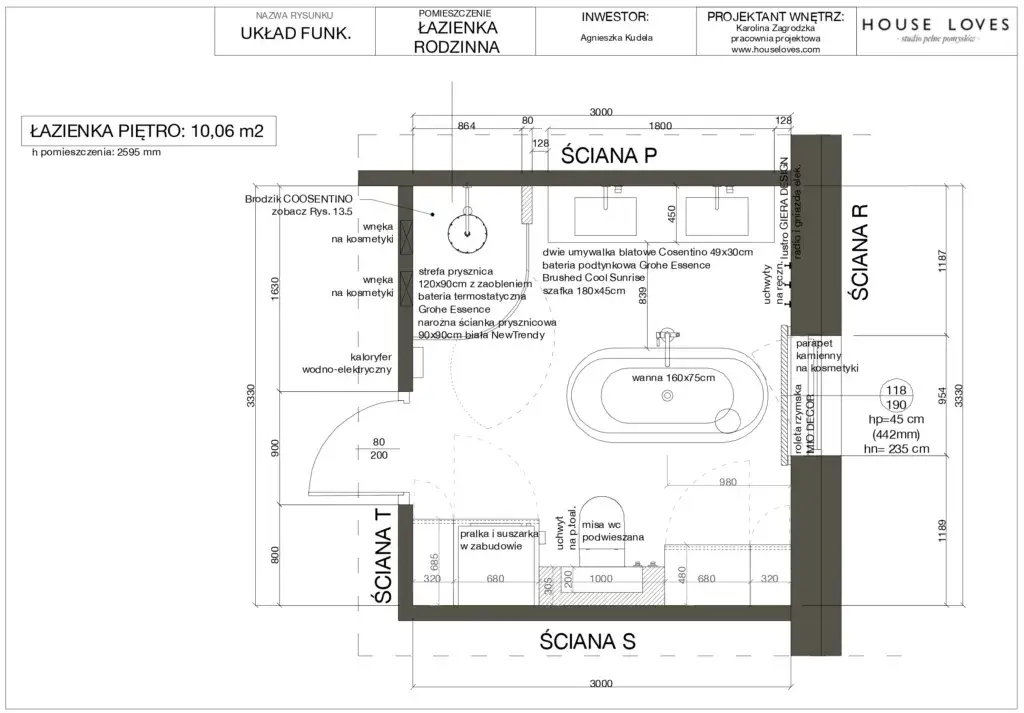 Rozkład łazienek w domu schemat