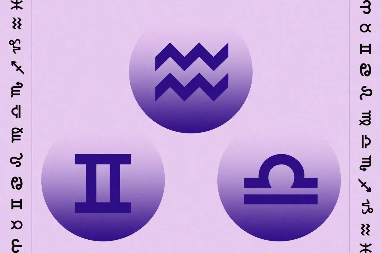Trzy symbole zodiaku: Wodnik, Bliźnięta i Waga. Waga, jaki żywioł? Powietrze.