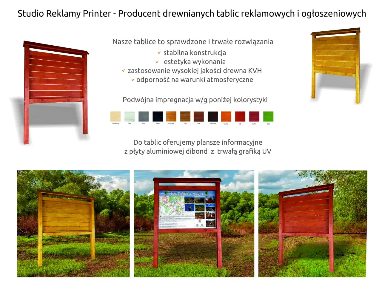 Różne typy tablic informacyjnych zewnętrznych
