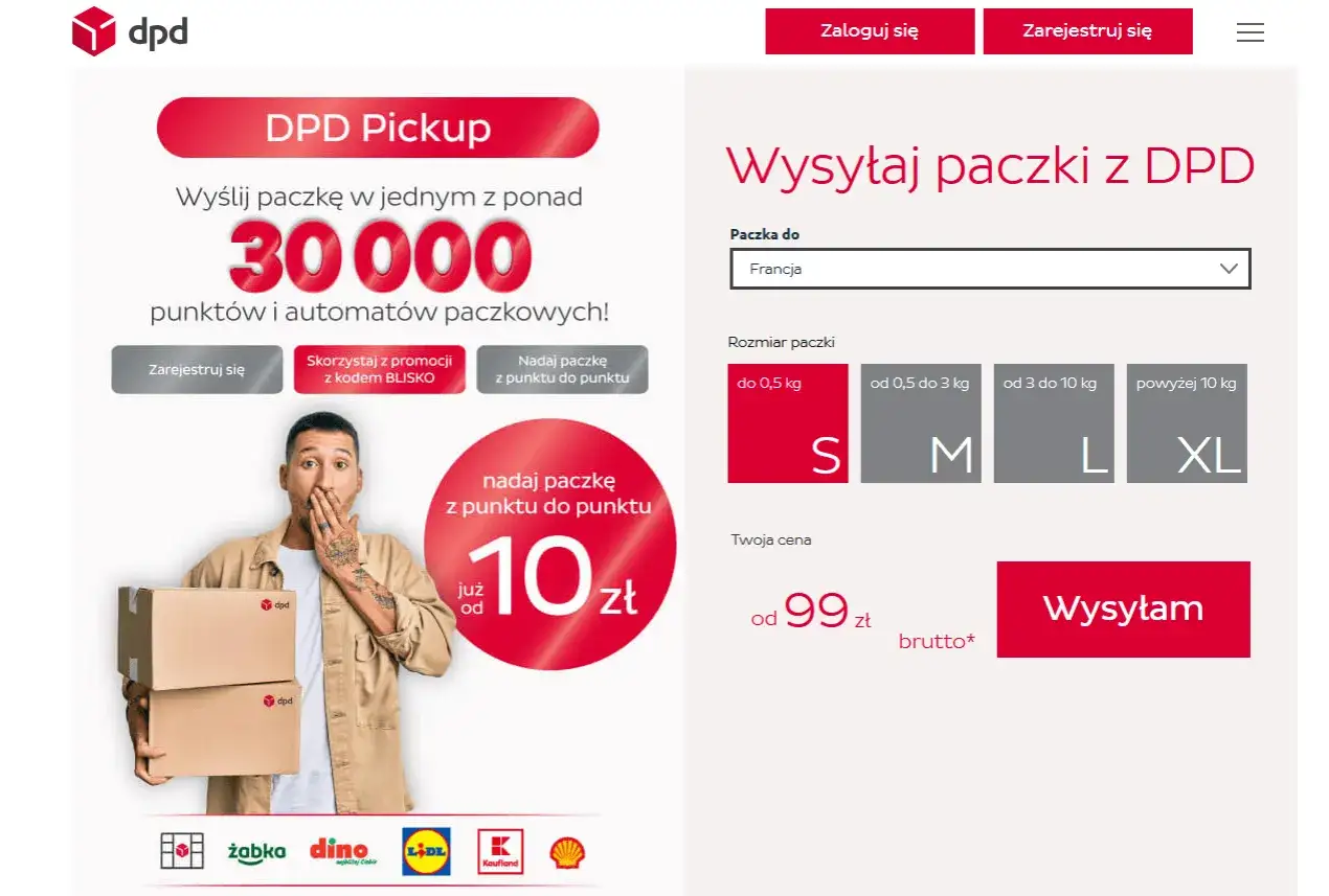 Wysyłka paczek do Francji z DPD. Wybierz rozmiar paczki i cenę od 99 zł.