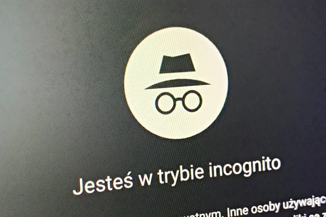 Ikona szpiega w kapeluszu i okularach. Komunikat: 