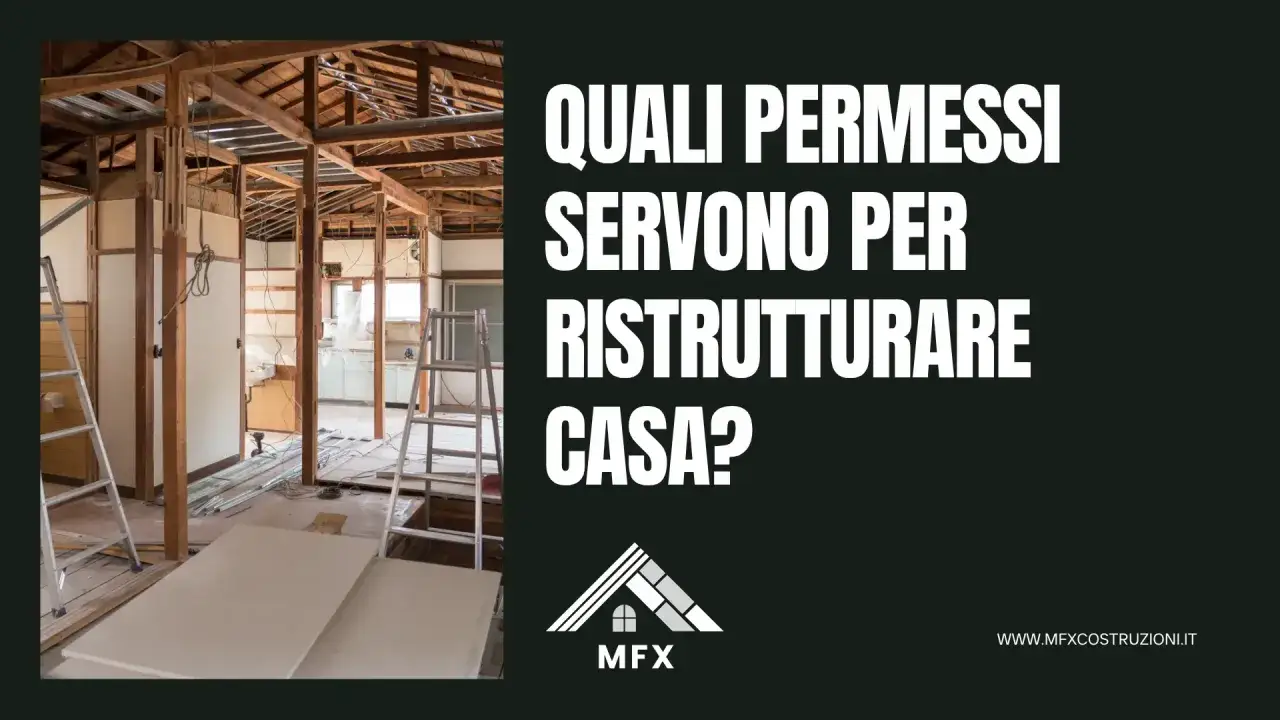 Interno di una casa in fase di ristrutturazione, con travi a vista, scale e materiali edili. Titolo: 