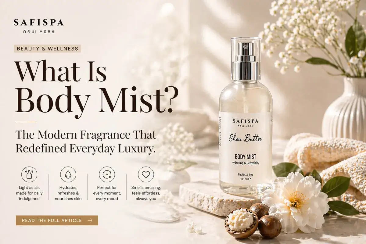 Mgiełka do ciała SafiSpa Shea Butter – lekka, nawilżająca, odświeżająca, idealna na co dzień. Najtrwalsze mgiełki dla Twojej skóry.