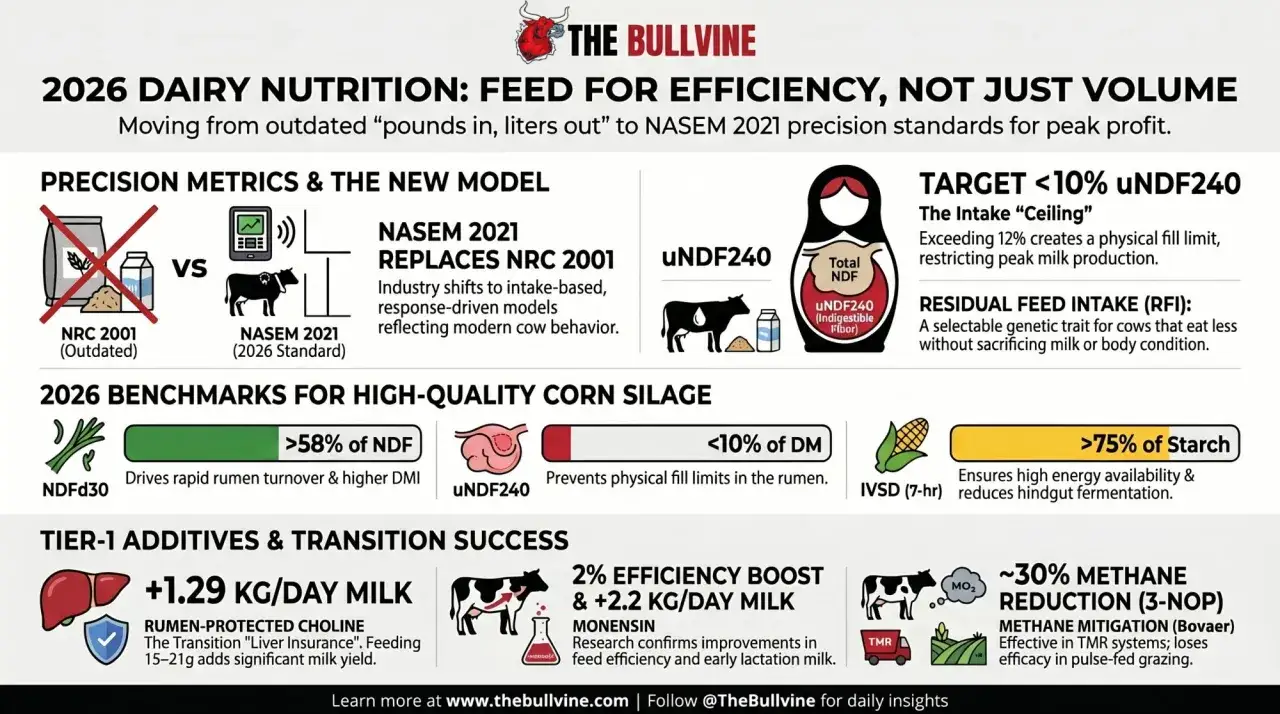 High-quality corn silage is used for dairy cow feed, aiming for efficiency and peak profit. It's a key component in modern dairy nutrition, contributing to milk yield and feed efficiency.