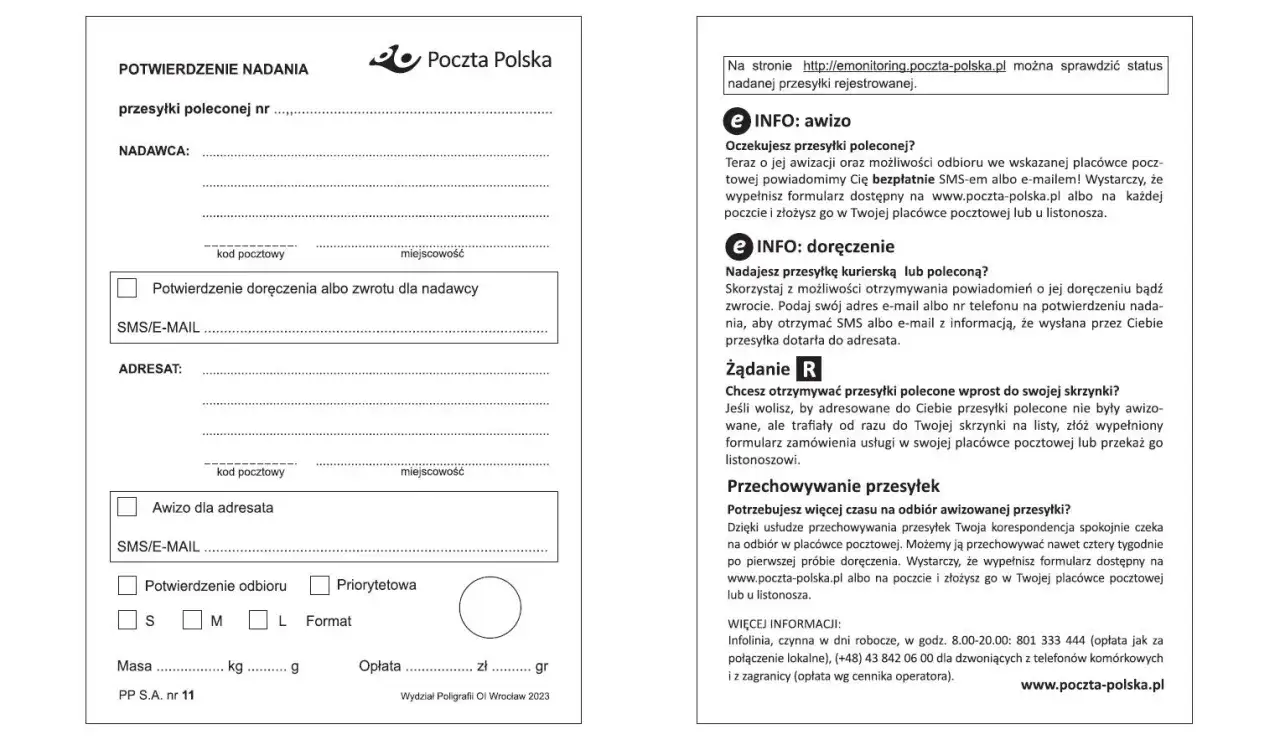 wzór pełnomocnictwa pocztowego Poczta Polska