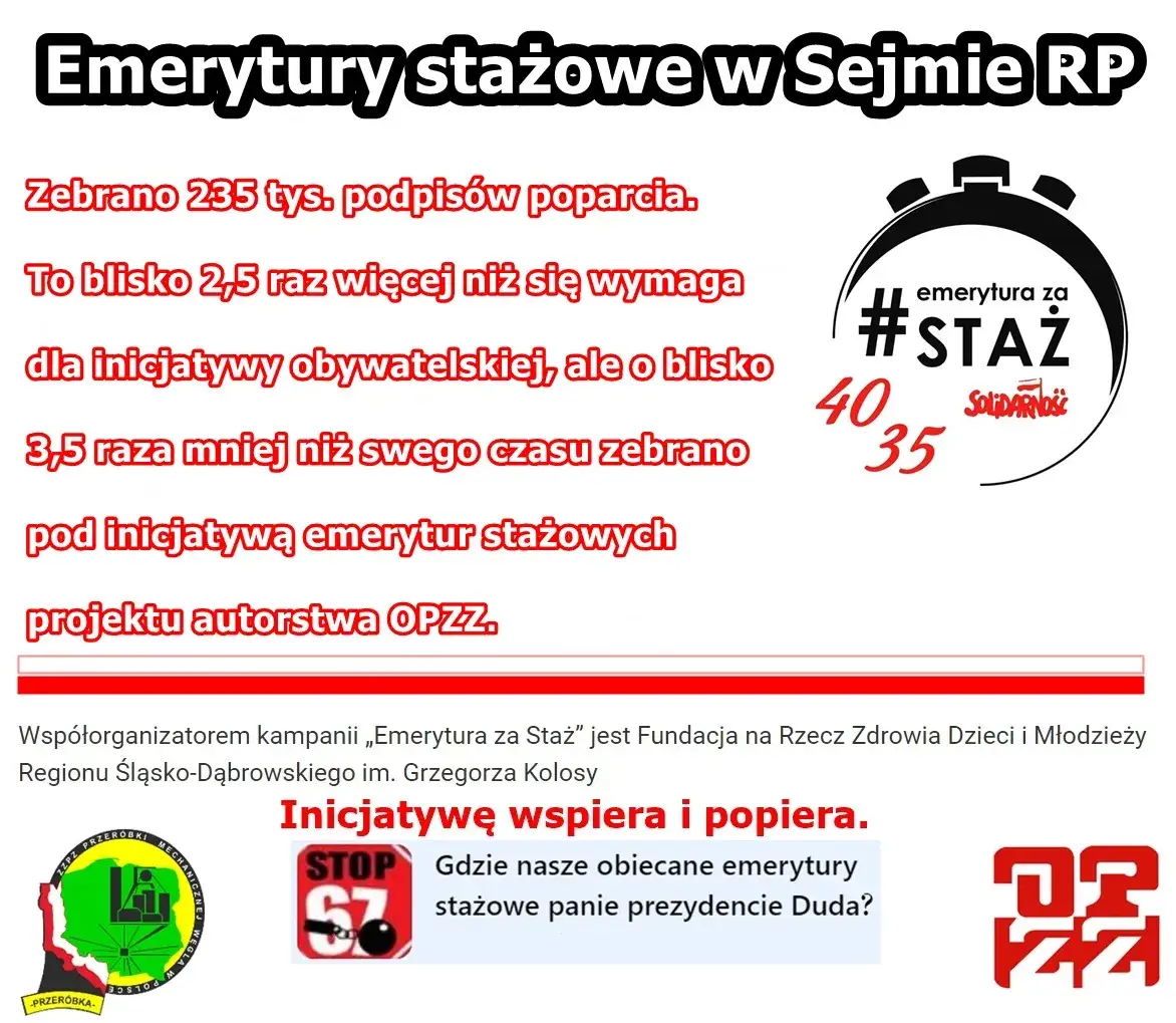 projekty ustaw o emeryturach stażowych w sejmie