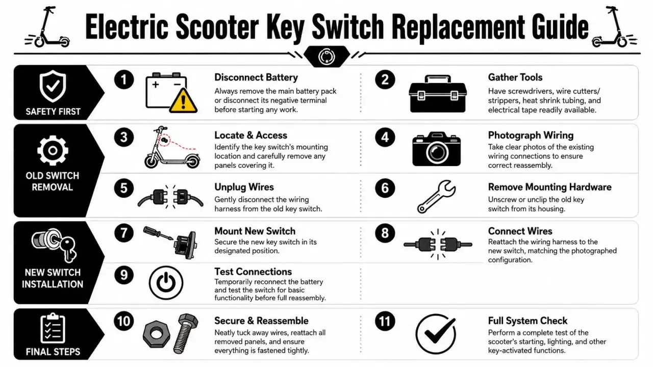 Guide pour remplacer le contacteur de votre trottinette électrique. Il explique où se trouve le fusible trottinette électrique et comment le changer.