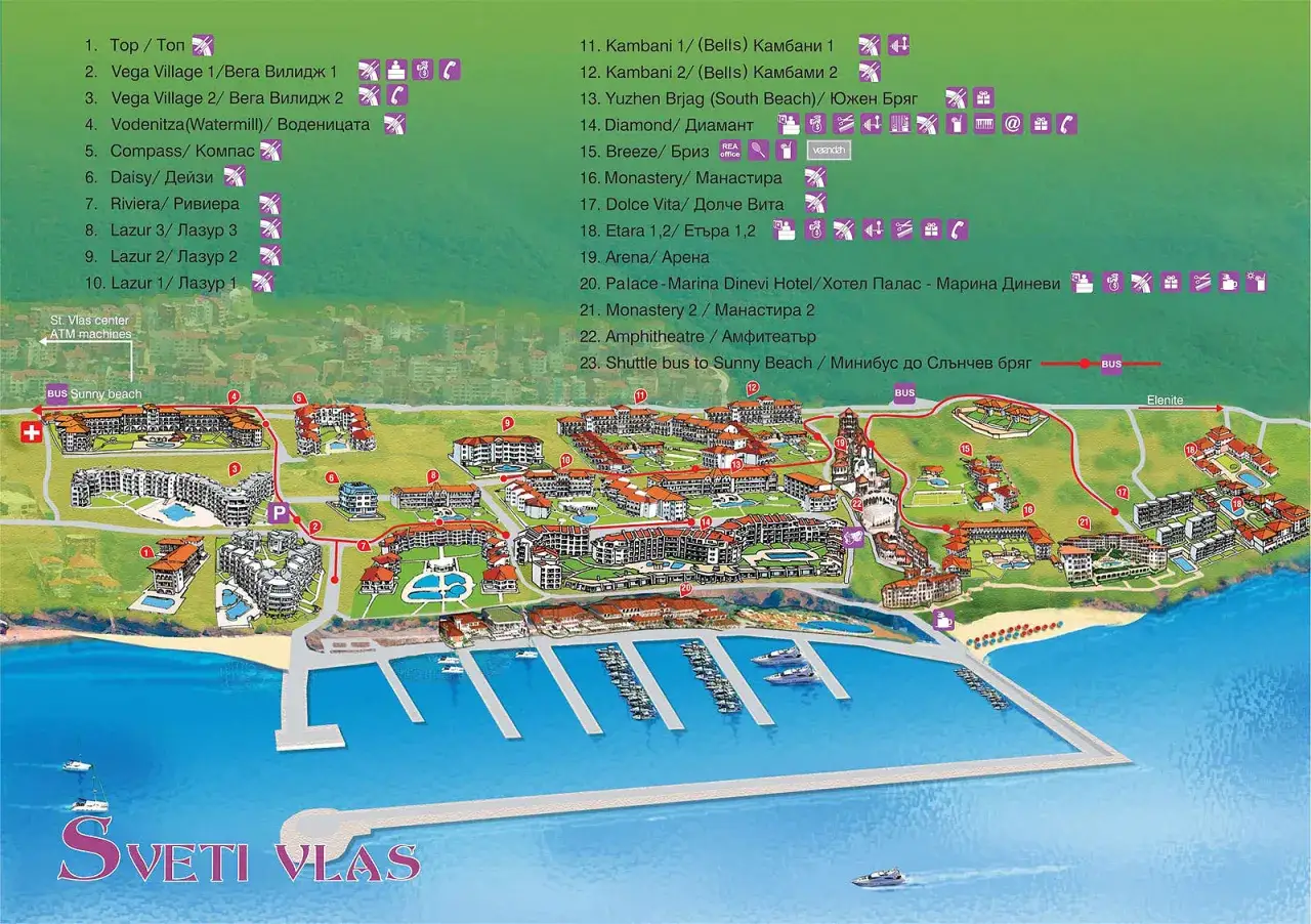 Sveti Vlas mapa restauracji
