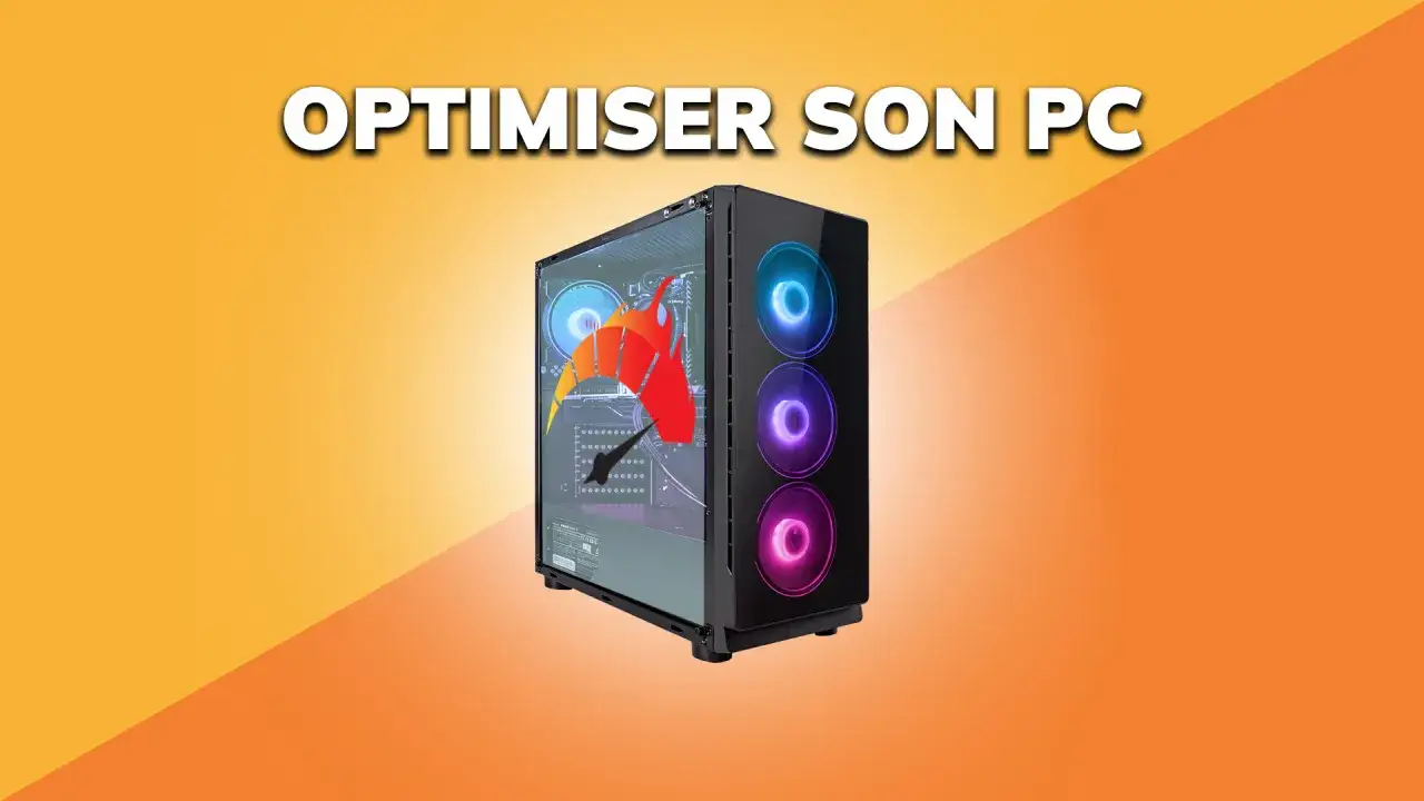 Un PC gamer avec des ventilateurs RGB et un logo de flamme rouge, idéal pour l'installation de Windows 11 et l'optimisation.