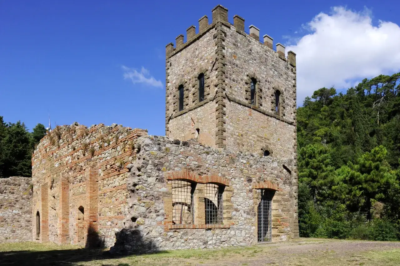 Rovine di un castello con torre merlata, un luogo affascinante da scoprire a Montecatini Val di Cecina.