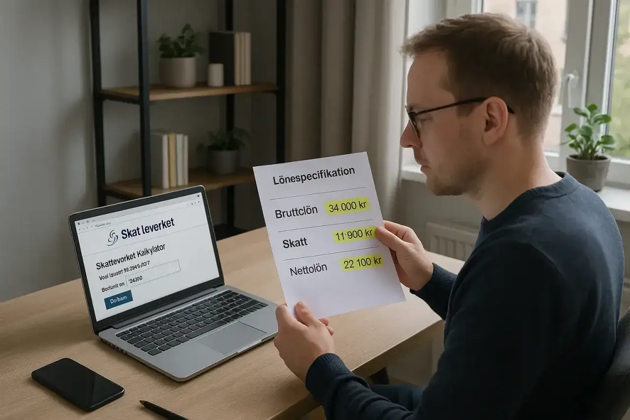 Man granskar l&ouml;nespecifikation och anv&auml;nder Skatteverkets kalkylator. Kanske f&ouml;r att f&ouml;rst&aring; hur fastighetsskatt f&ouml;r en industrifastighet p&aring;verkar.