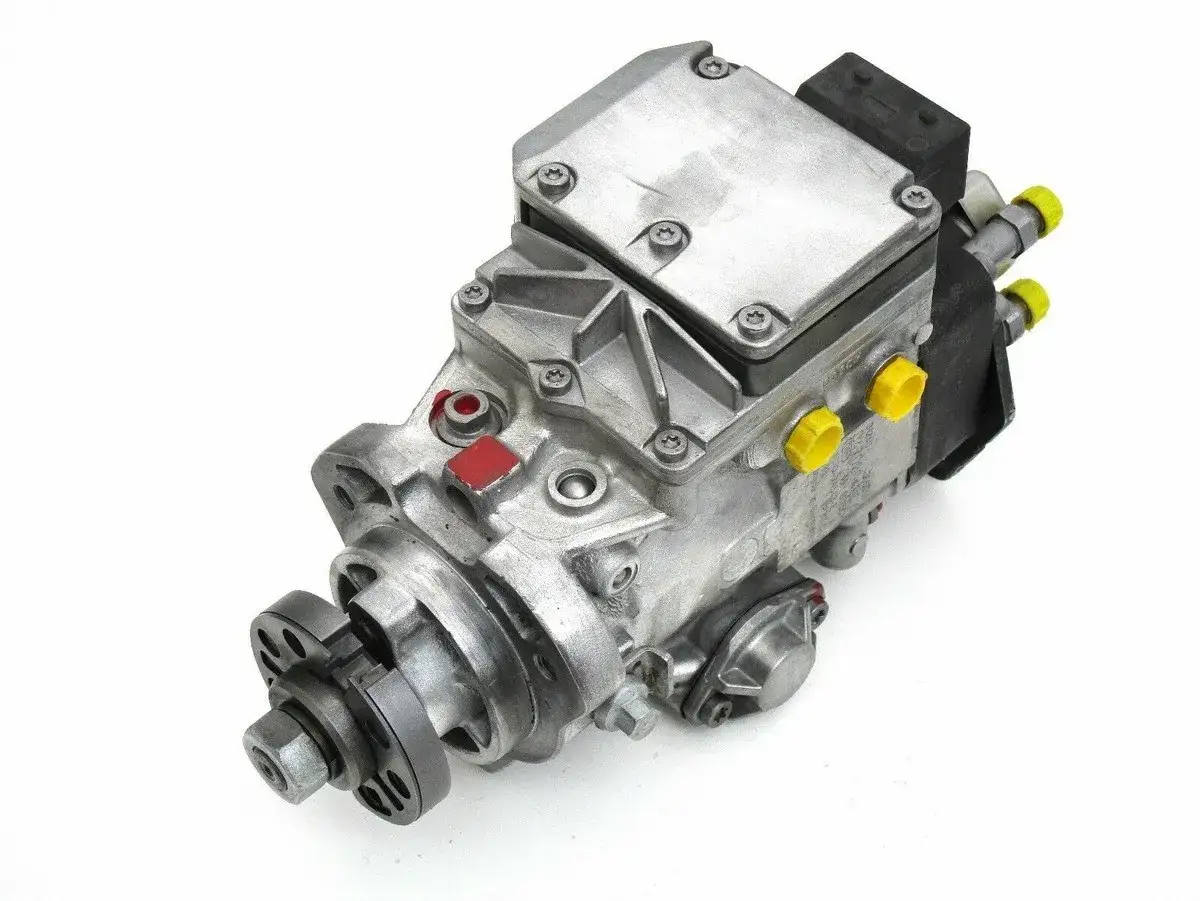 Bomba inyectora diésel Bosch VP44 para Ford P1664. Componente metálico con conexiones amarillas y rojas.