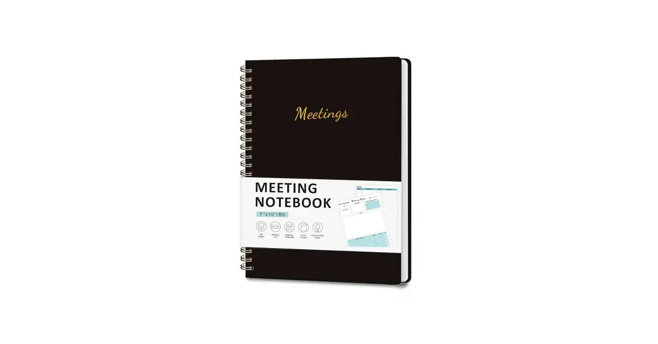 Black meeting notebook with