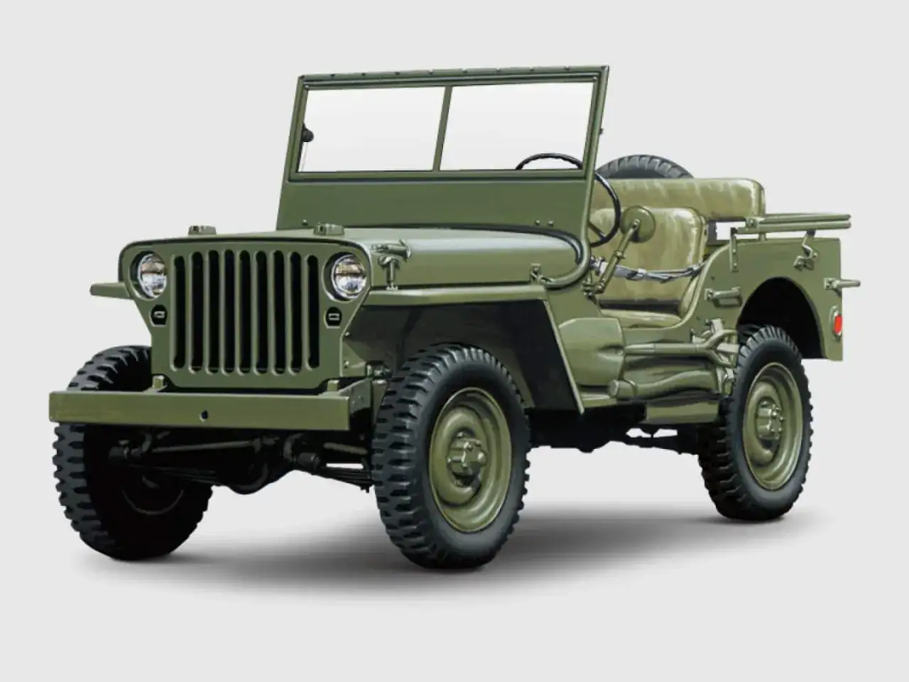 Grön Willys Overland Jeep, redo för äventyr.