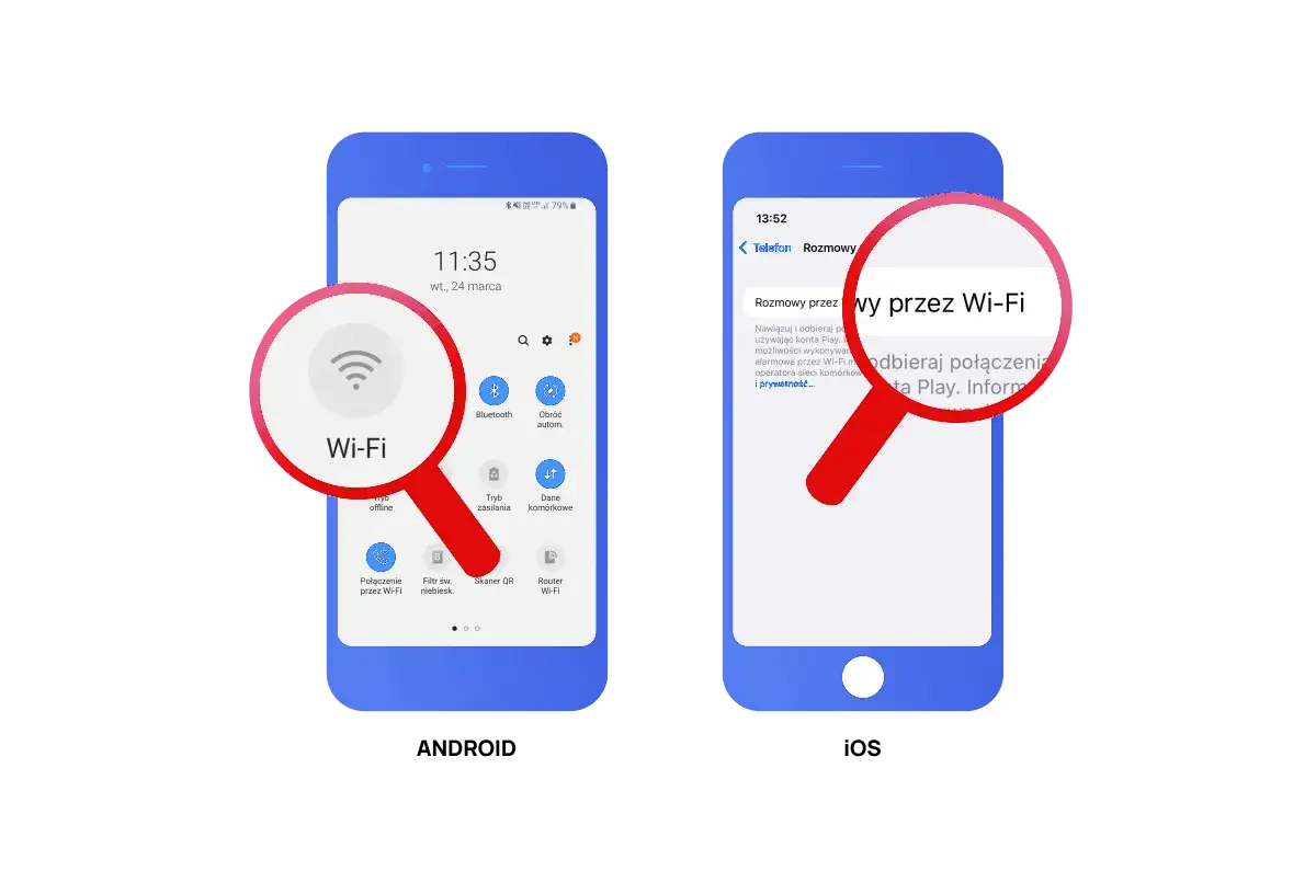 Ręka trzymająca telefon, na którym widać ikonę trybu samolotowego