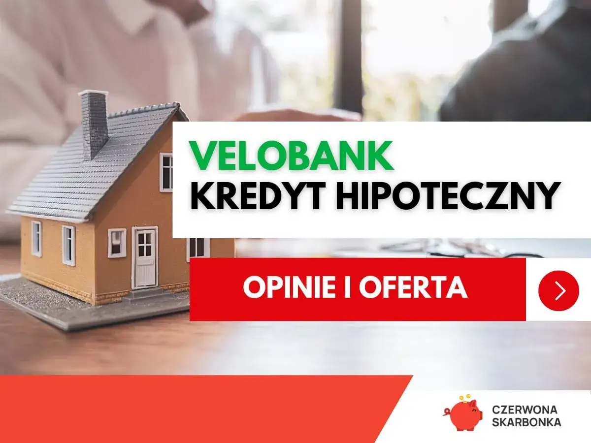 Model domu i napis VELOBANK KREDYT HIPOTECZNY. Sprawdź opinie i ofertę.
