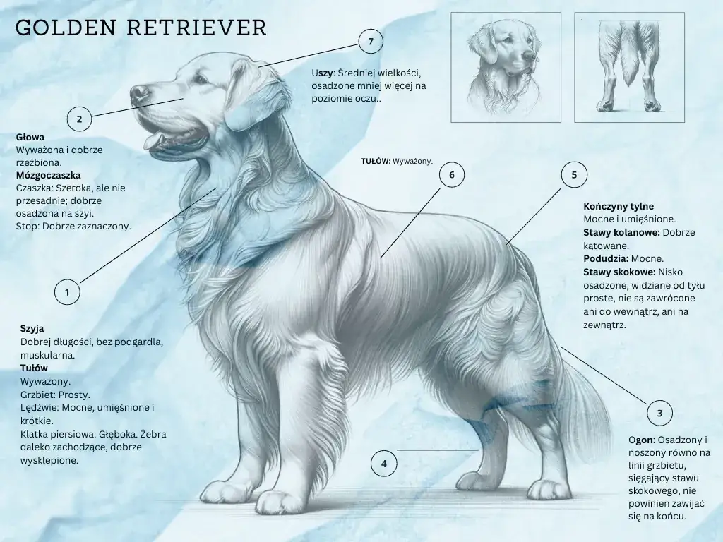 Golden Retriever wygląd wzorzec rasy