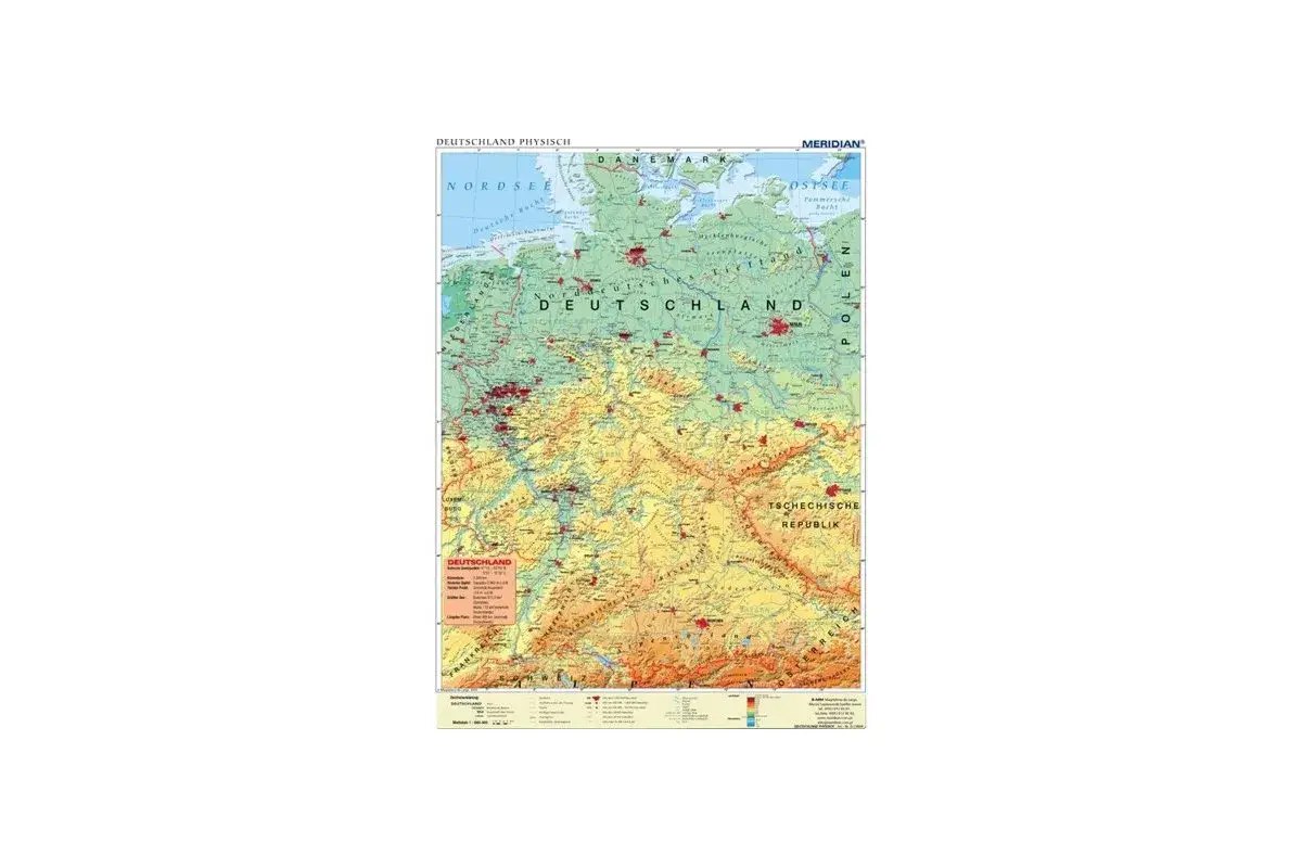 Mapa fizyczna Niemiec w Europie