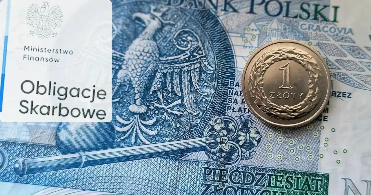 Moneta 1 złoty i etykieta 