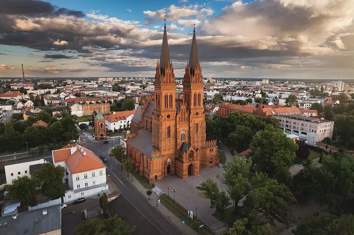 Włocławek panorama miasta z katedrą i Wisłą