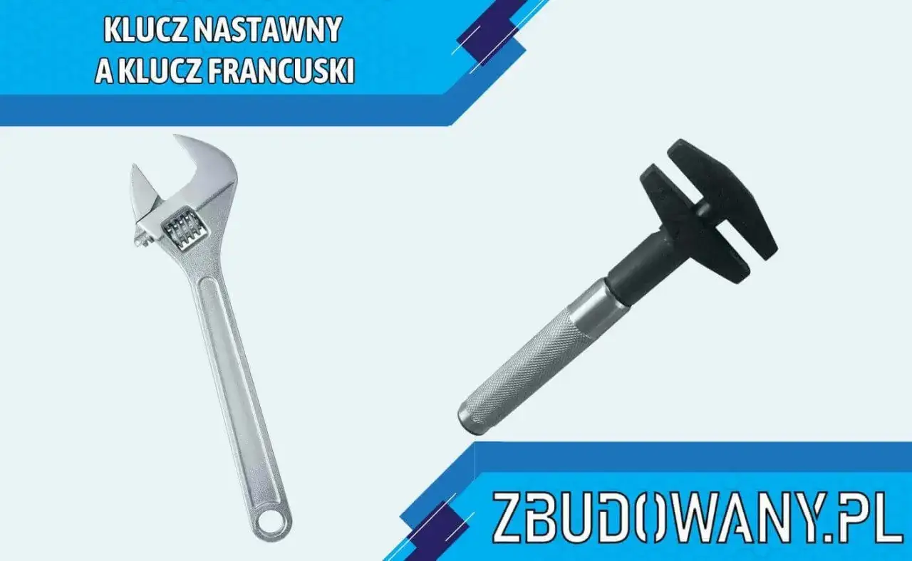 Klucz nastawny i klucz francuski obok siebie. Narzędzia do majsterkowania.