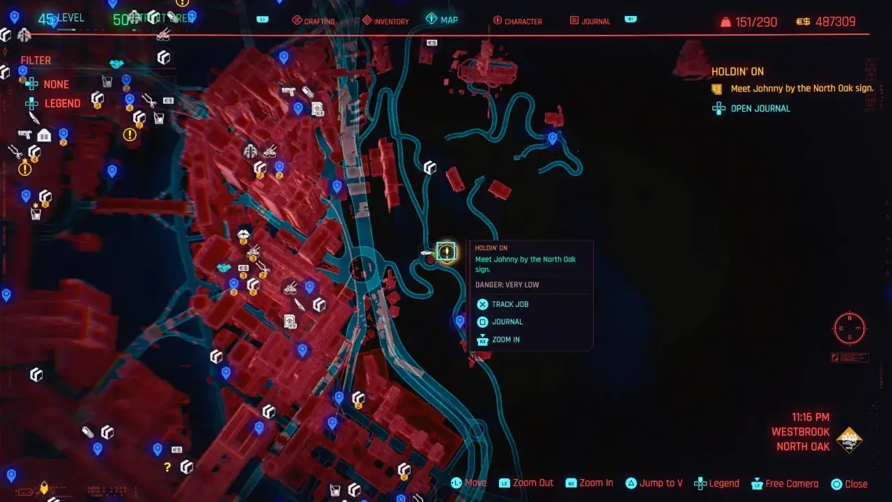 Mapa gry Cyberpunk 2077, misja