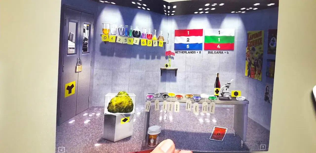 Laboratorium pełne zagadek, idealne do gry typu escape room. Znajdź klucz do wyjścia wśr&oacute;d prob&oacute;wek i flag.
