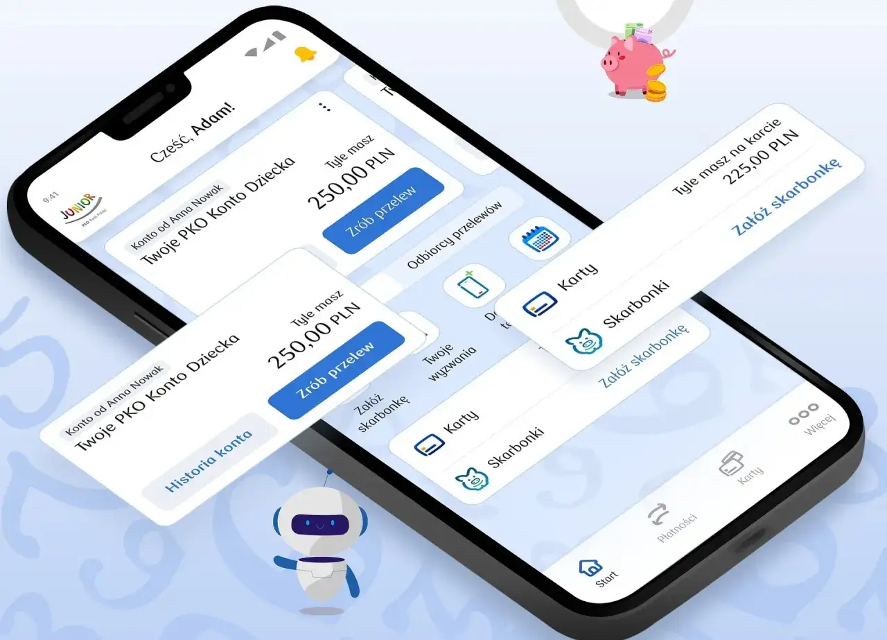 Aplikacja mobilna PKO Junior ułatwia zarządzanie finansami dzieci. Zobacz, jak łatwo założyć skarbonkę i kontrolować wydatki.