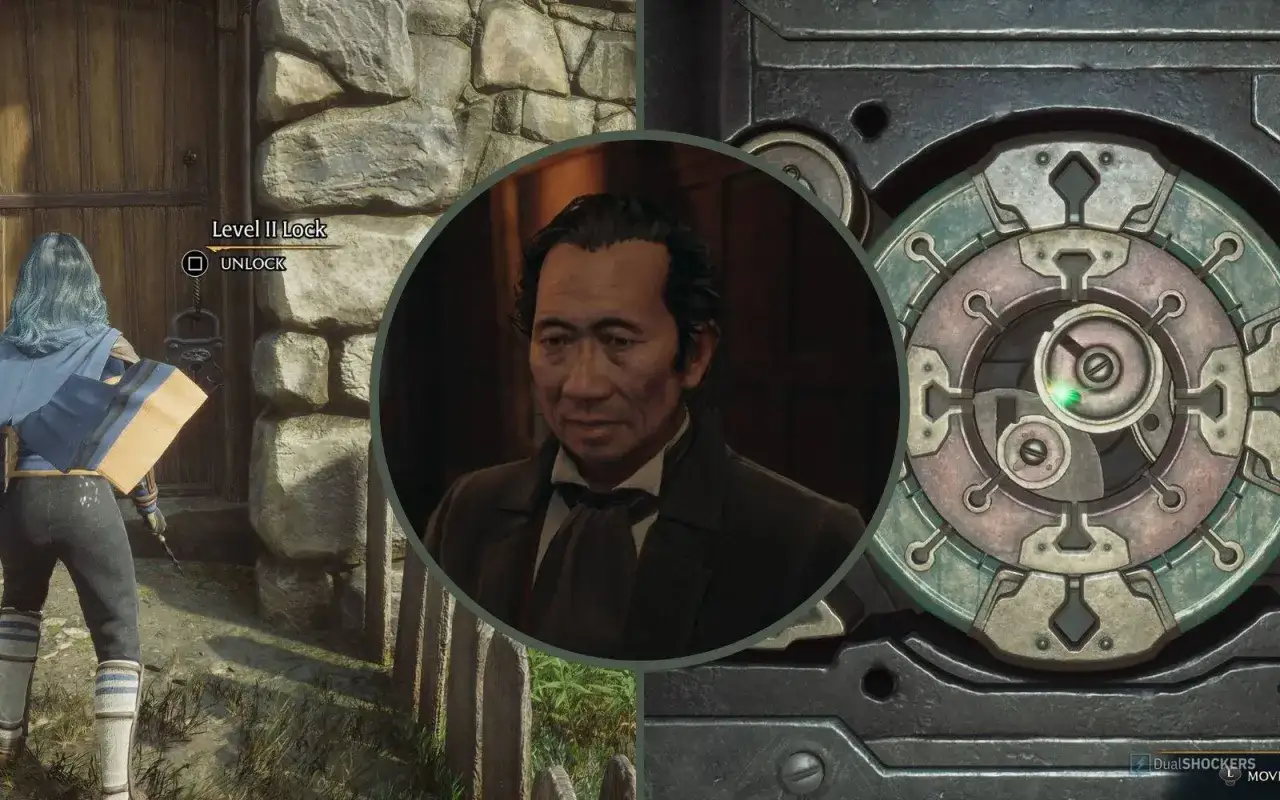 Jugando Hogwarts Legacy, un personaje intenta abrir una cerradura de nivel II con el hechizo Alohomora.