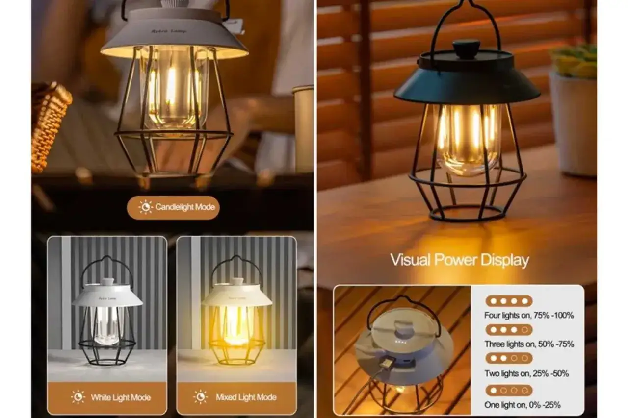 En stilren primus lampa i retrodesign, med olika ljuslägen som