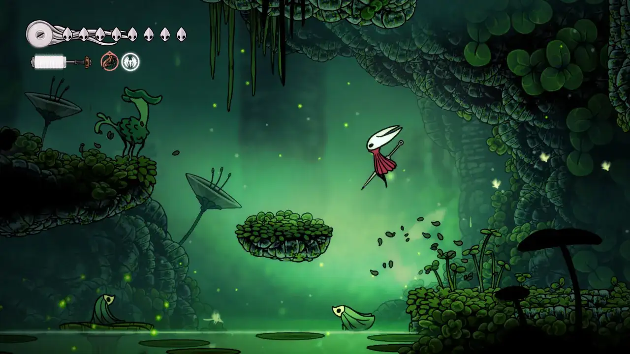 Hornet skacze w powietrzu, przygotowując się do walki. Wszyscy czekają na **Hollow Knight Silksong premiera**!