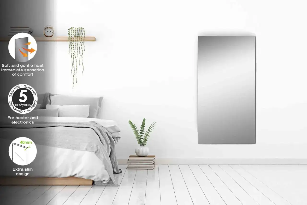 Chauffage doux et imm&eacute;diat avec ces panneaux rayonnants au design extra-plat. Confort garanti 5 ans.