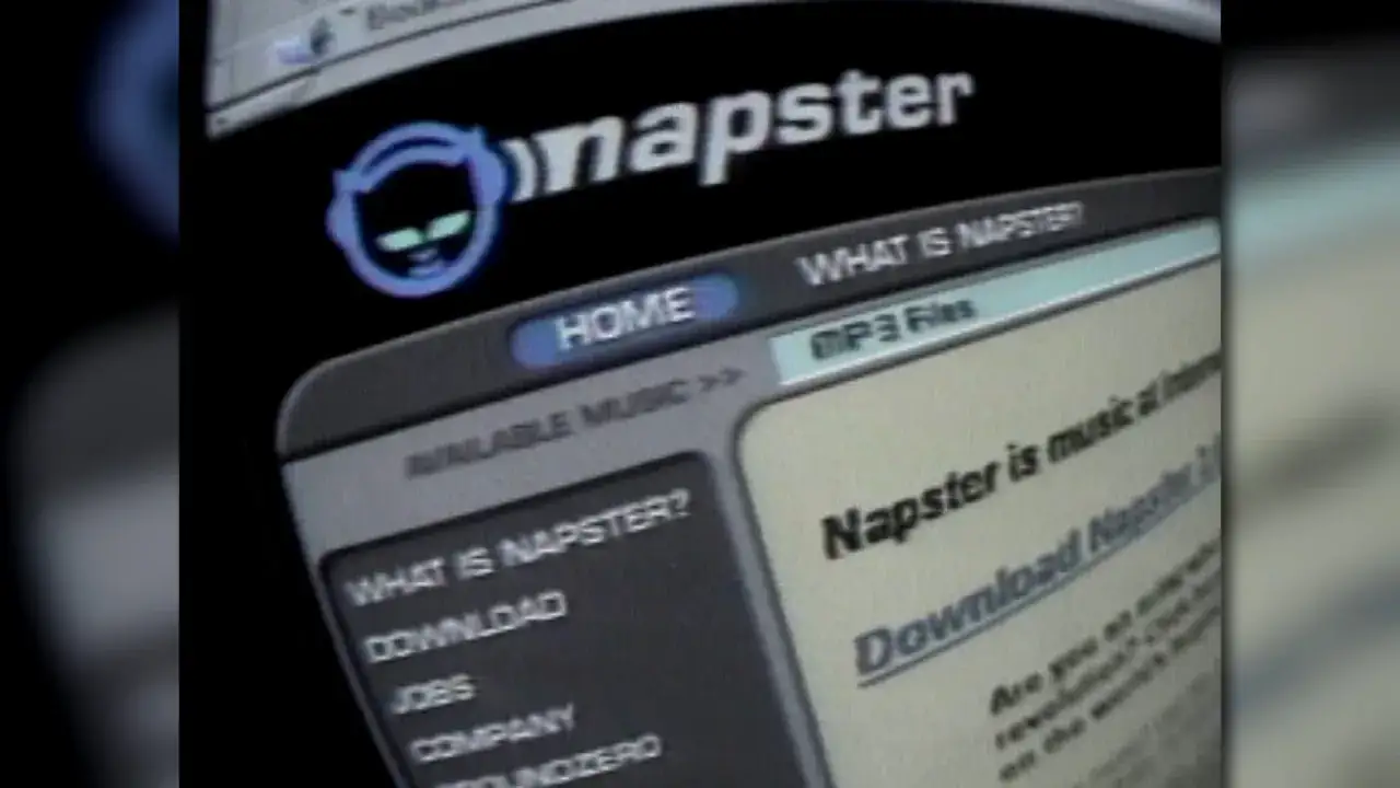 Strona domowa Napster z logo i tekstem 