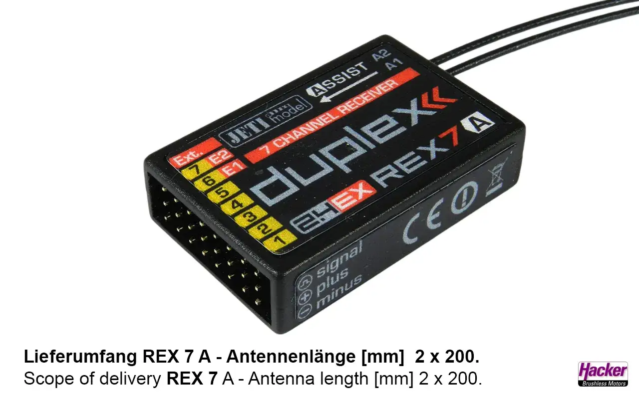Jeti Duplex REX 7 A mit ASSIST-Funktion, 7-Kanal-Empf&auml;nger f&uuml;r Modellbau.