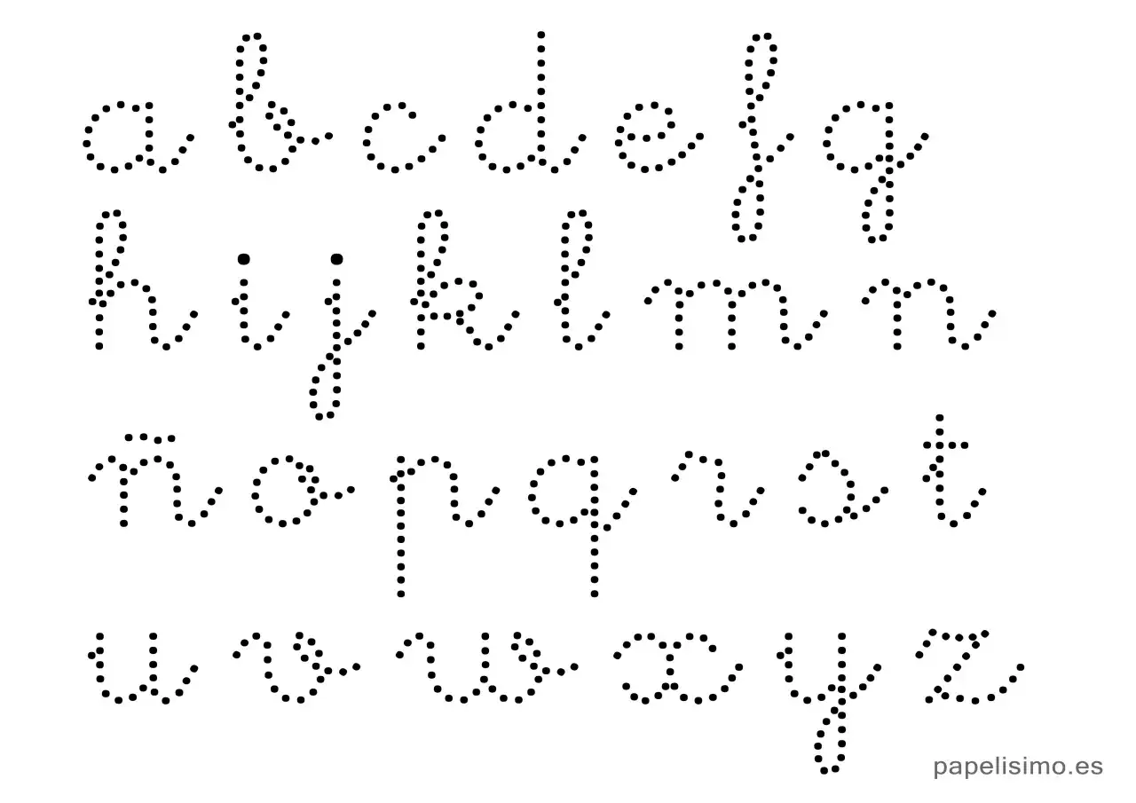 Abecedario para imprimir may&uacute;sculas y min&uacute;sculas en puntos. Ideal para practicar caligraf&iacute;a.