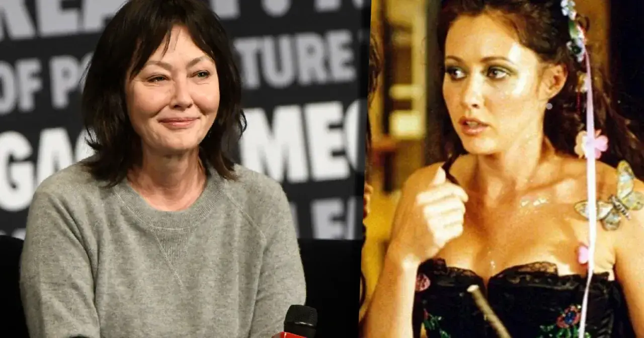 Shannen Doherty w szarej bluzie i jako wróżka z motylami. Czy to wyjaśnia, dlaczego popularna aktorka zniknęła z obsady serialu po pierwszym sezonie?