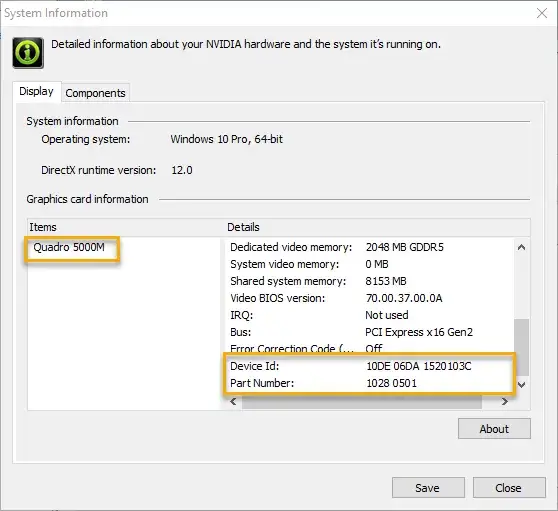 sprawdzanie modelu karty graficznej nvidia