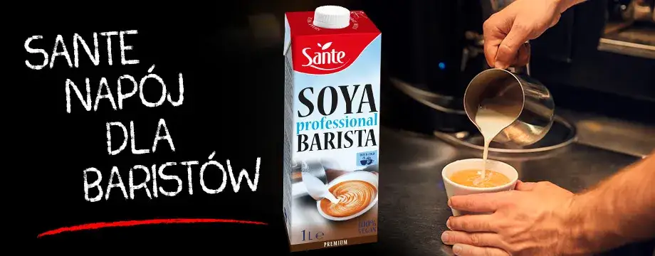 różne rodzaje mleka sojowego na półce sklepowej z etykietami bio barista bez cukru