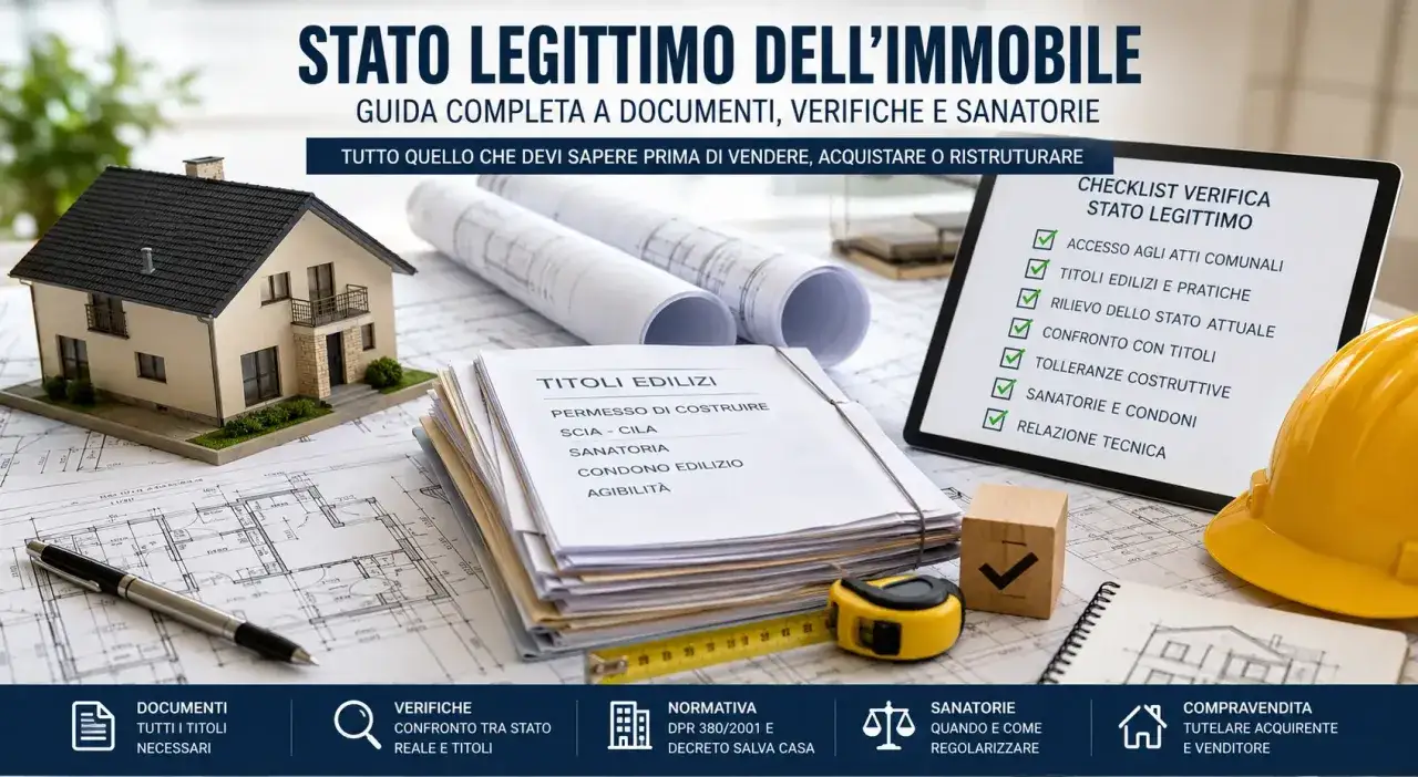 Modello di casa, progetti e documenti edilizi, inclusi titoli edilizi e pratiche per il condono edilizio. Checklist per verificare lo stato legittimo dell'immobile.