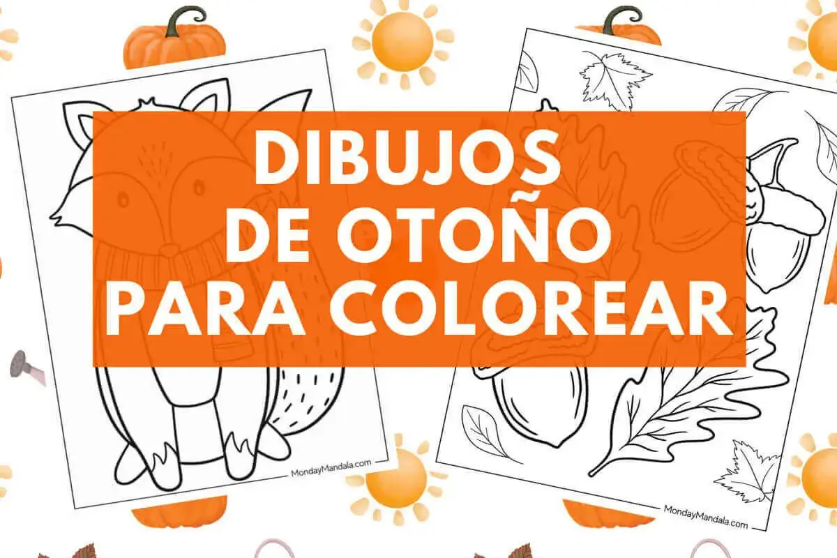 Dibujos de oto&ntilde;o para colorear con un zorro amigable y bellotas. &iexcl;Perfecto para actividades infantiles de oto&ntilde;o!