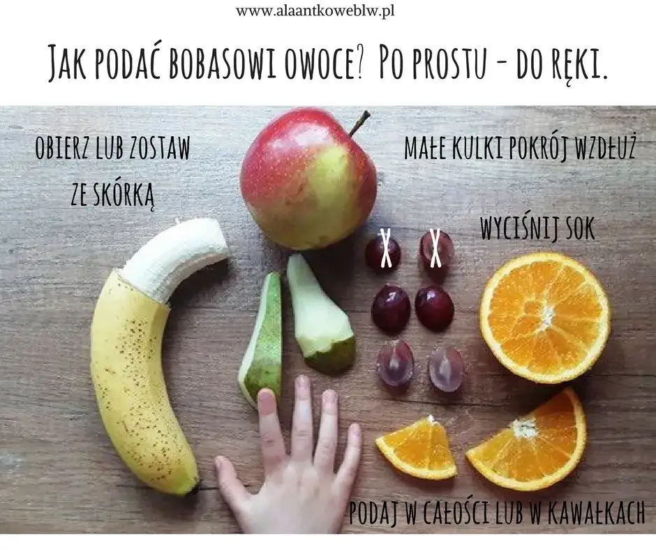 niemowlę je owoce, zdrowe owoce dla niemowlaka