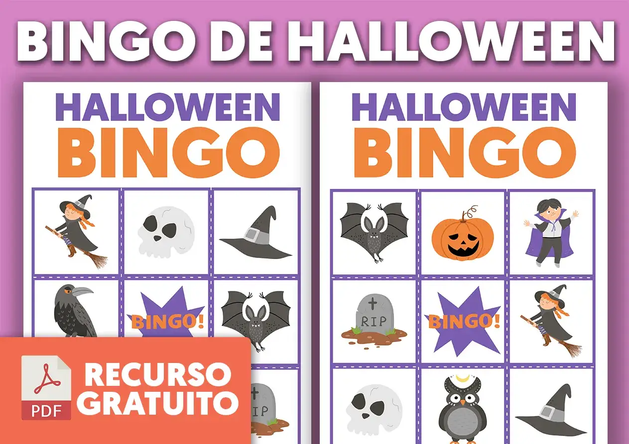Tableros de bingo halloween para imprimir con brujas, calabazas, murci&eacute;lagos y calaveras. &iexcl;Recurso gratuito!