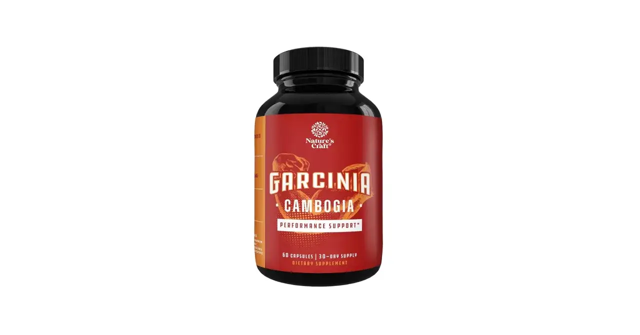 Butelka suplementu diety Nature's Craft Garcinia Cambogia, wspierająca wydajność. Garcinia forever w kapsułkach.